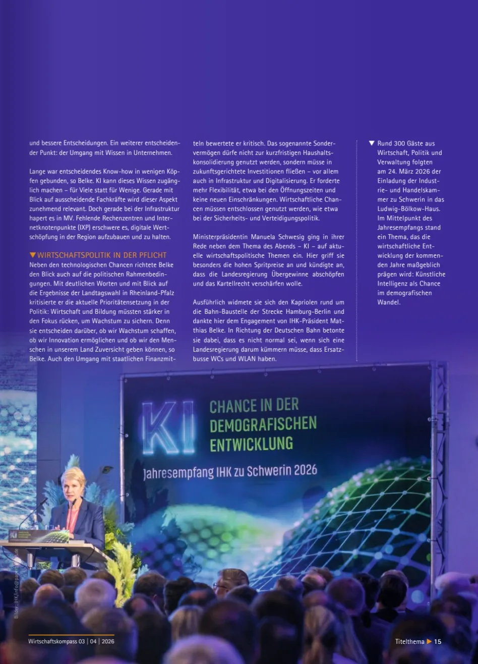Wiko-Magazin Ausgabe 03/2026: KI Jahresempfang IHK zu Schwerin